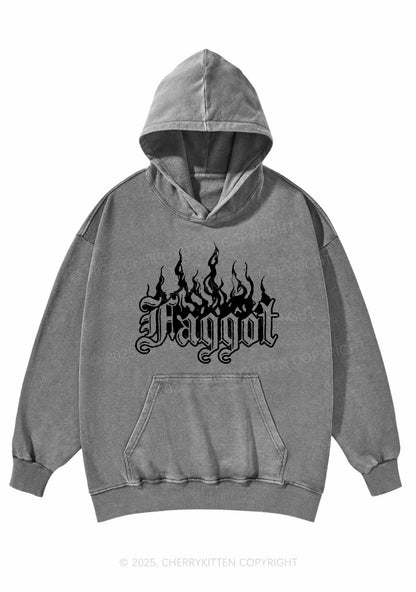 Halloween Goth Faggot Pride Y2K Washed Hoodie Cherrykitten