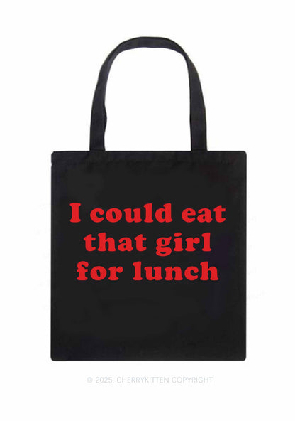 Eat Girl For Lunch Pride Y2K Canvas Tote Bag Cherrykitten