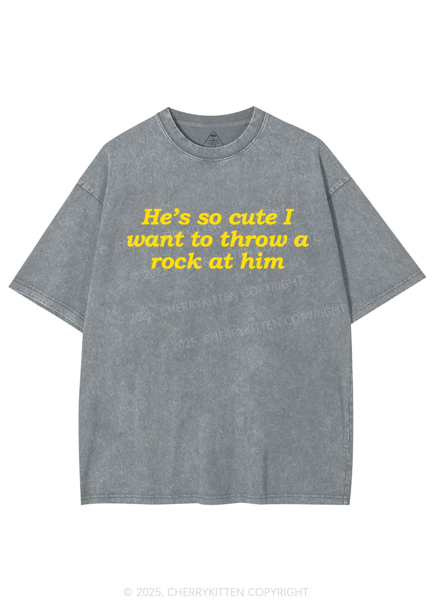 Throw A Rock At Him Y2K Shirts Washed Tee Cherrykitten