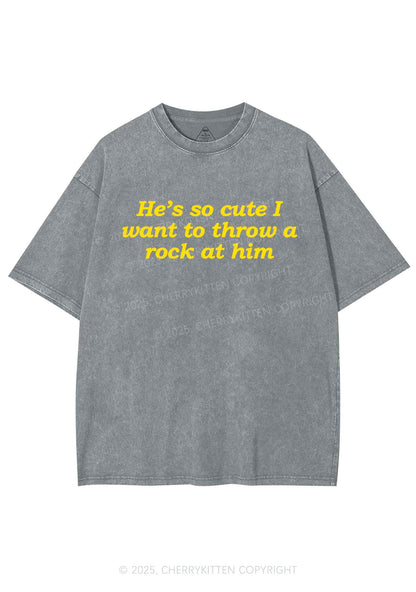 Throw A Rock At Him Y2K Shirts Washed Tee Cherrykitten