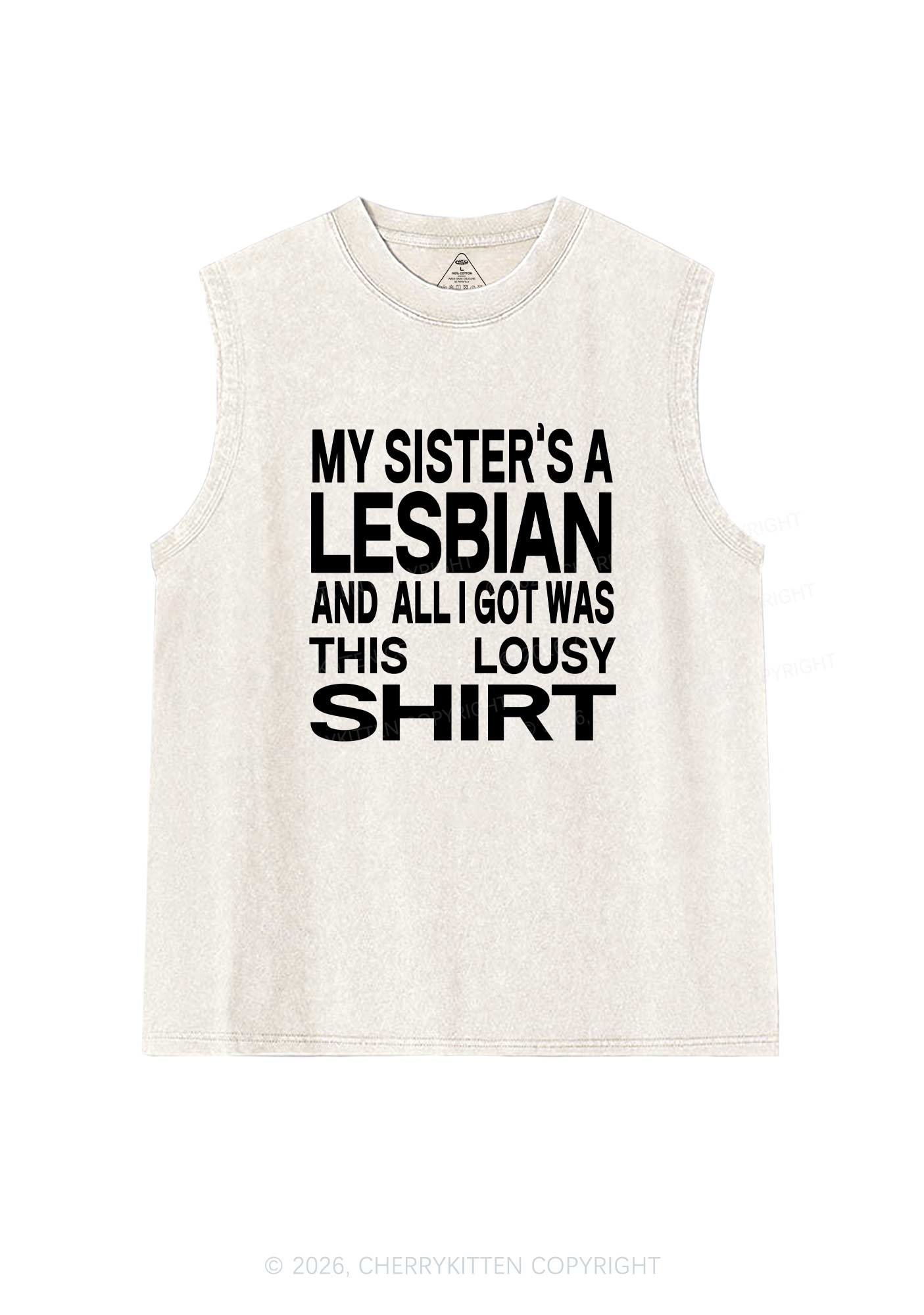 My Sisters A Lesbian Pride Y2K Washed Muscle Tank Cherrykitten