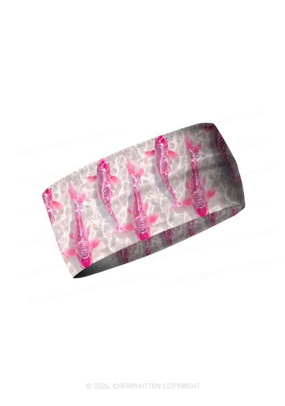 Pink Carp Water Ripple Y2K Print Headband Cherrykitten