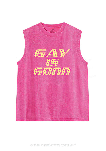 Gay Is Good Pride Y2K Washed Muscle Tank Cherrykitten