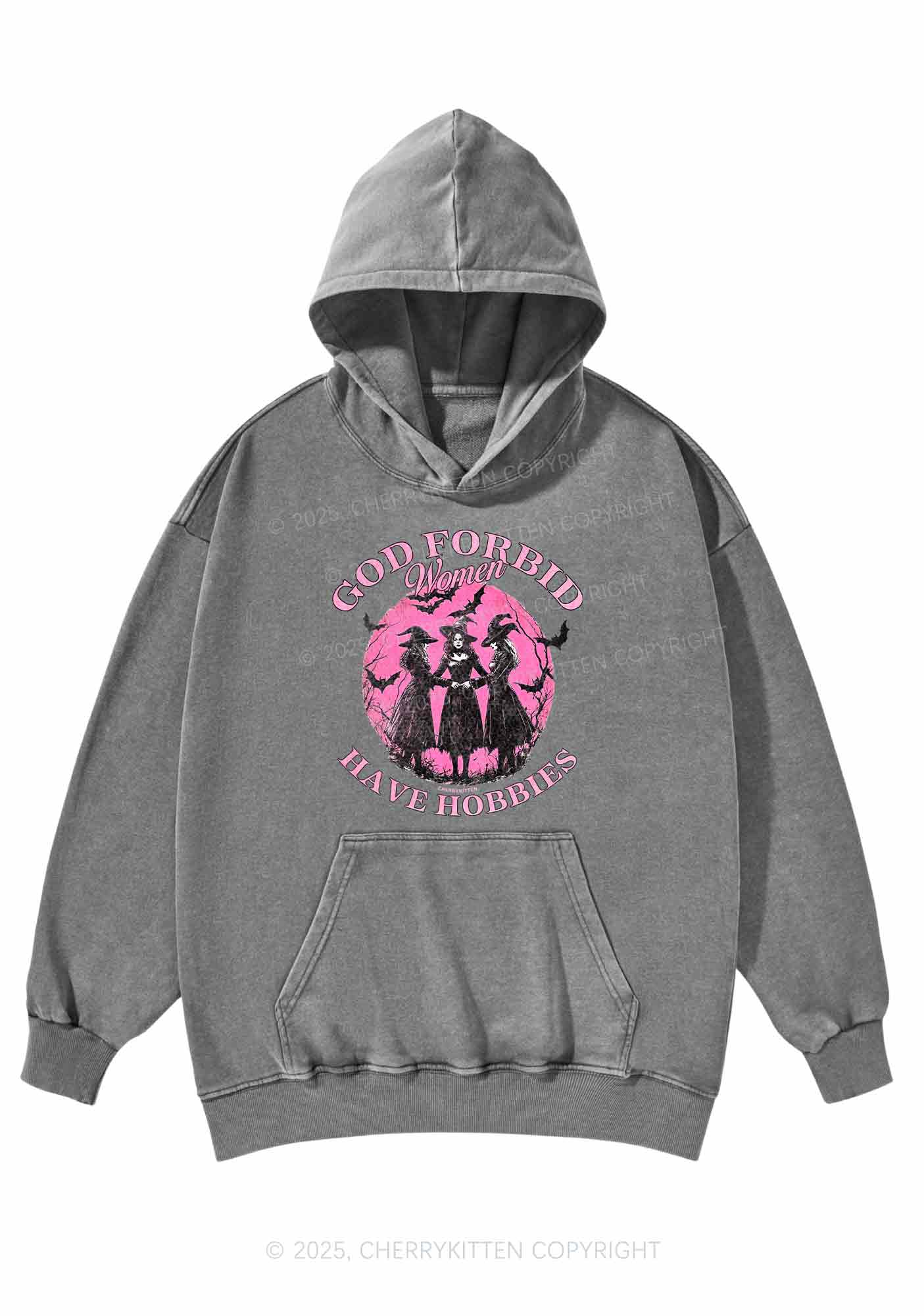 Halloween God Forbid Women Hobbies Y2K Washed Hoodie Cherrykitten