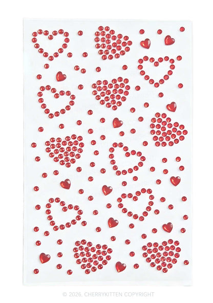 1pc Heart Rhinestone Y2K Face Sticker Cherrykitten