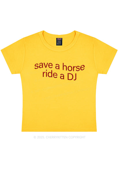 Glitter Ride A DJ Y2K Baby Tee Cherrykitten