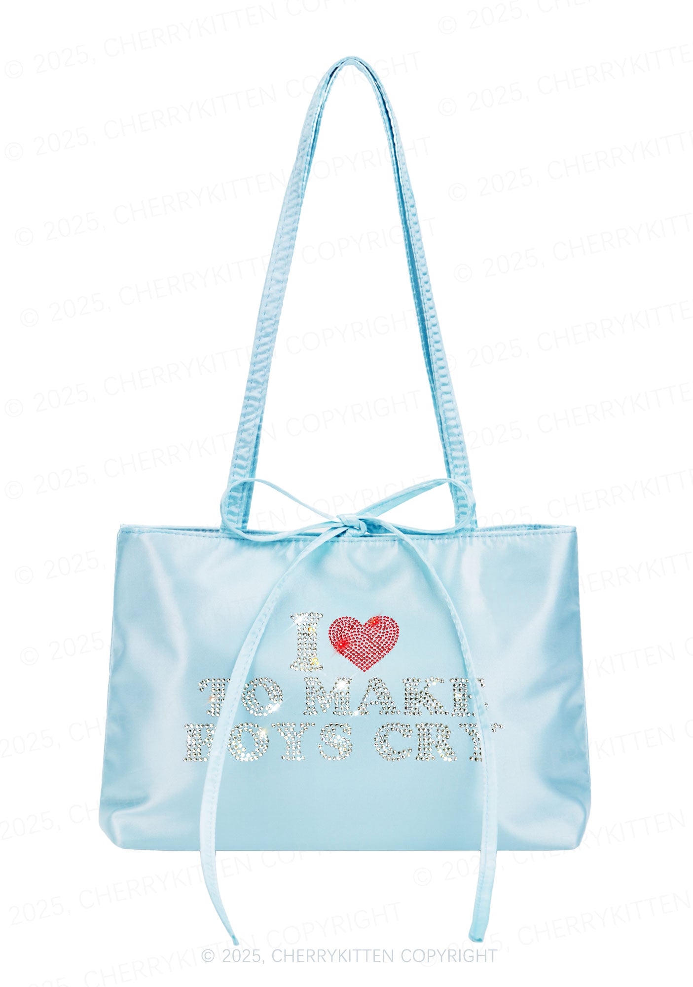 Rhinestone Love To Make Boys Cry Y2K Satin Bags Cherrykitten