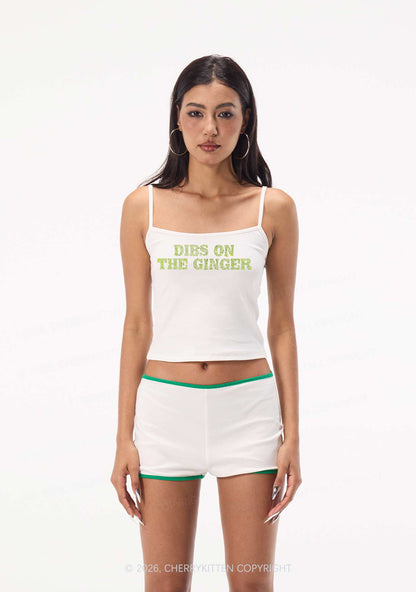 Rhinestone Dibs On The Ginger St Patricks Y2K Spaghetti Strap Cami Cherrykitten