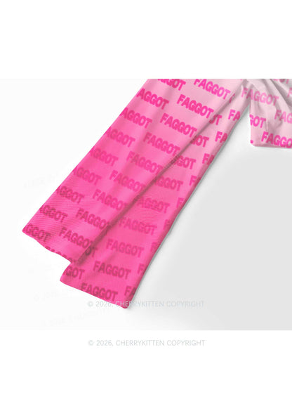 Faded Pink Faggot Pride Y2K Mesh Long Sleeve Crop Top Cherrykitten