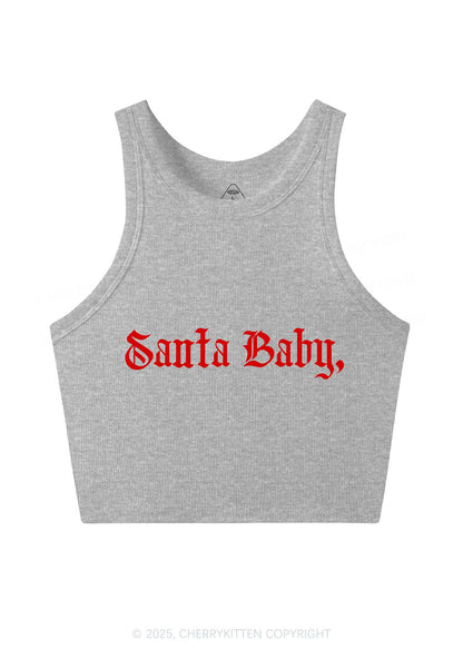 Christmas Santa Baby Y2K Crop Tank Top Cherrykitten