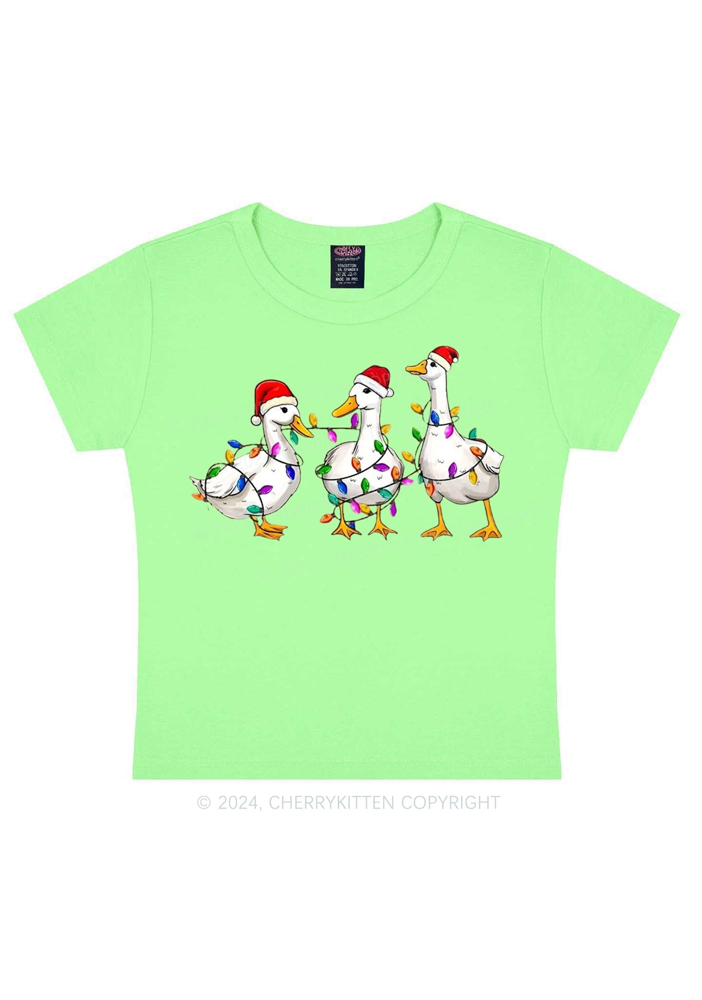 Christmas Santa Duck Y2K Baby Tee Cherrykitten