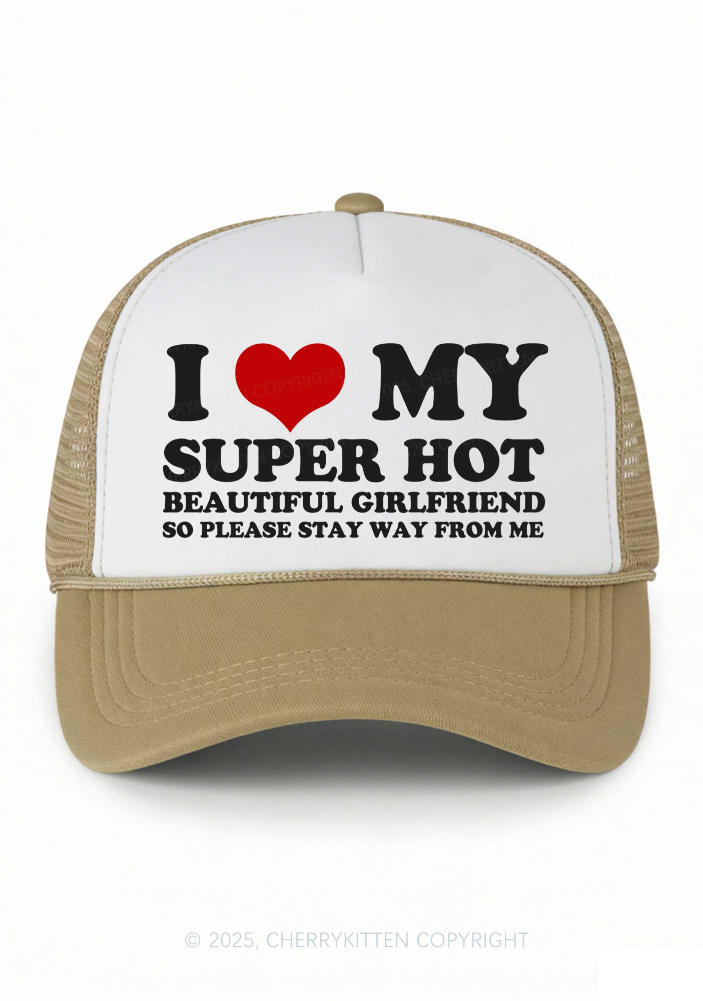 Love My Super Hot GF Valentine's Day Y2K Colorblock Trucker Hat Cherrykitten