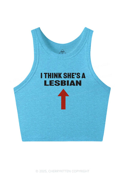 I Think She's A Lesbian Y2K Crop Tank Top Cherrykitten