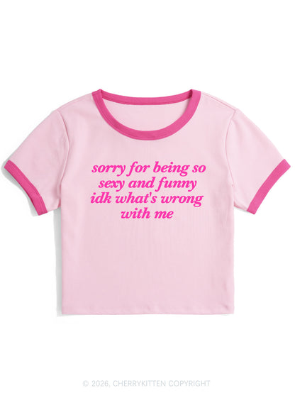 Sorry For Being So Funny Y2K Ringer Tee Cherrykitten