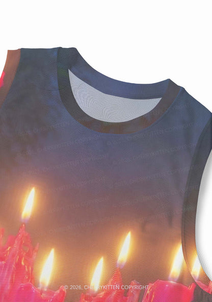 Bisexual Melting Candles Pride Y2K Mesh Muscle Tank Cherrykitten