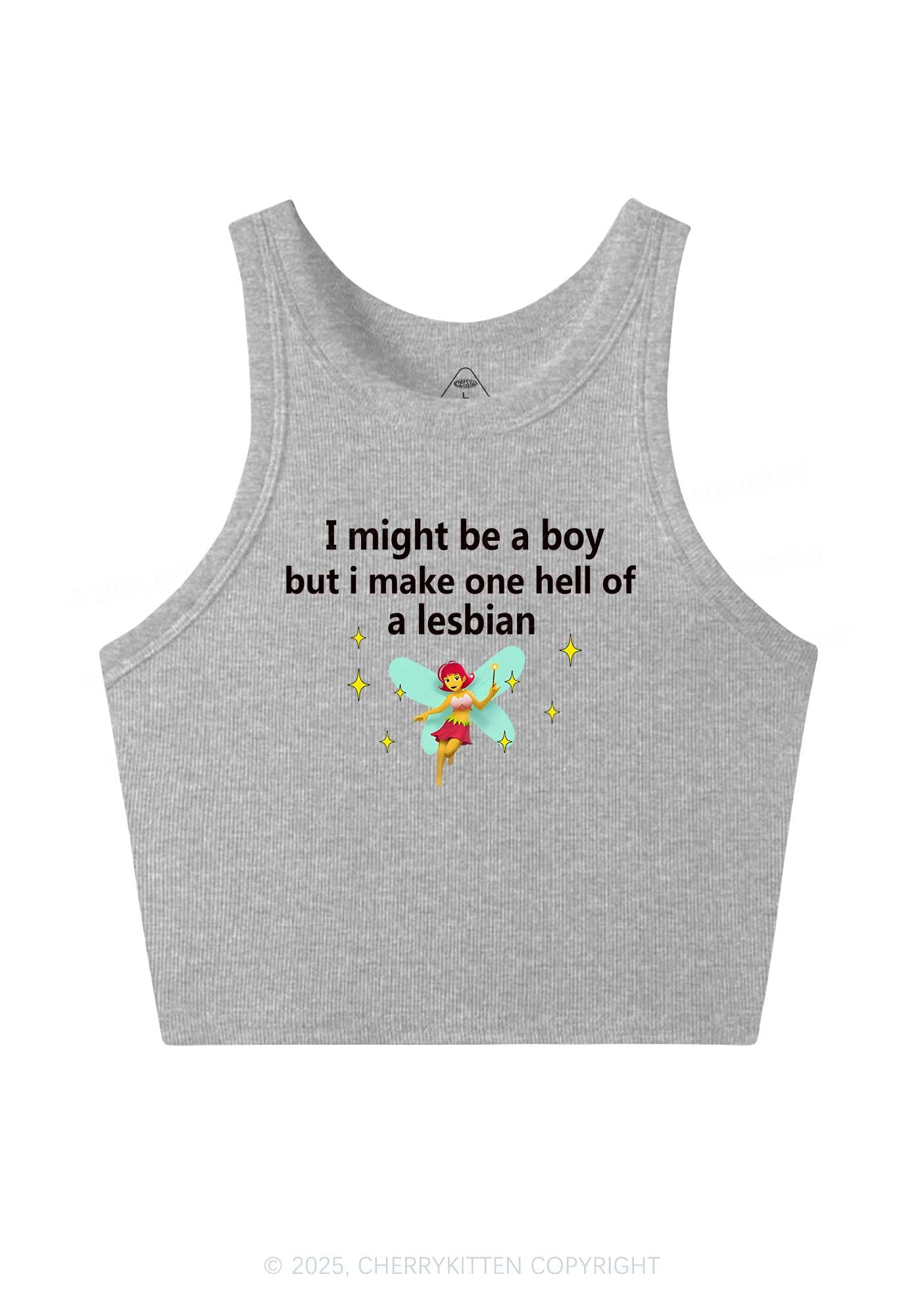 Make Hell Of Lesbian Y2K Crop Tank Top Cherrykitten