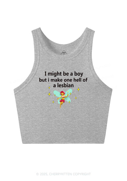 Make Hell Of Lesbian Y2K Crop Tank Top Cherrykitten