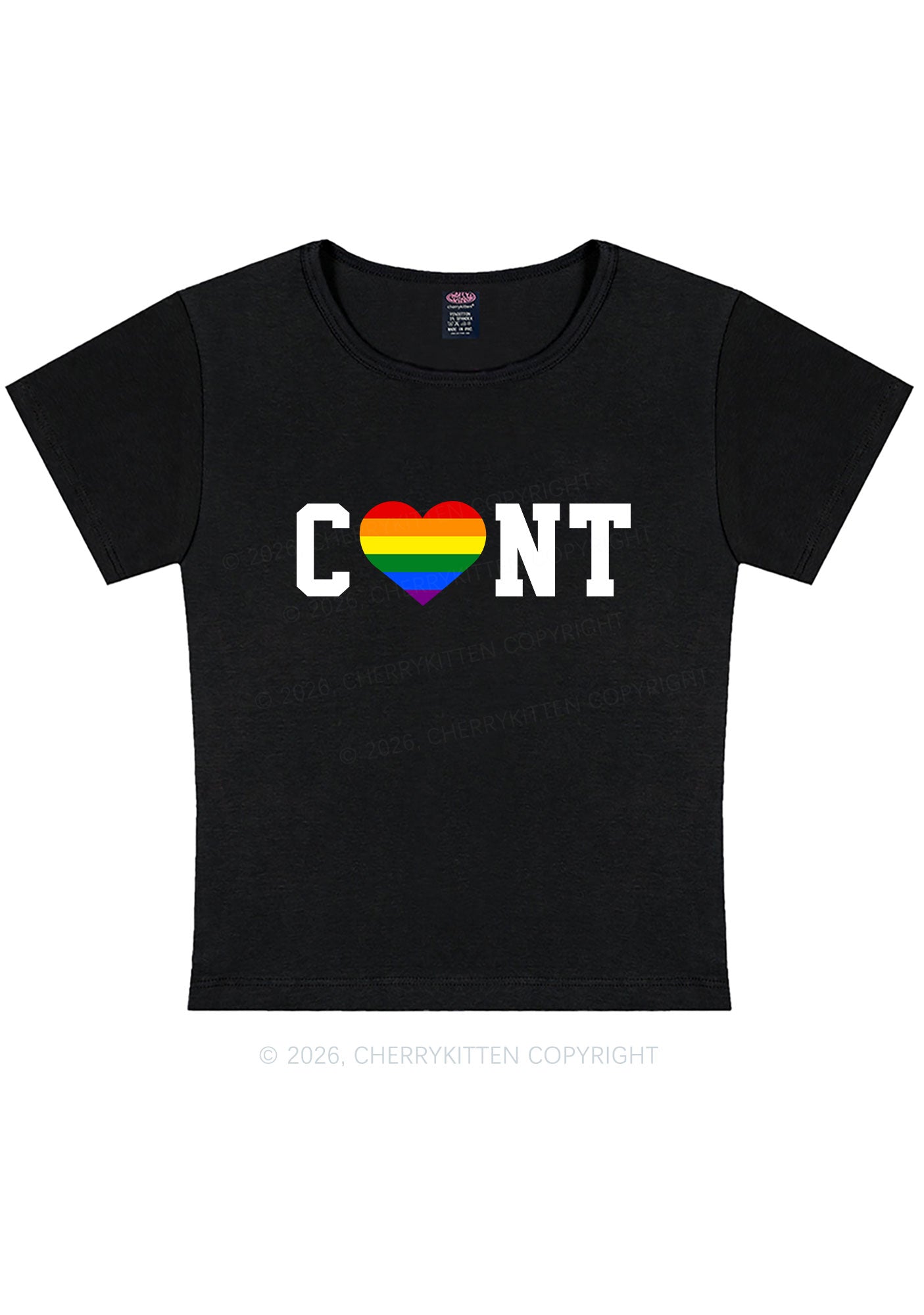Rainbow Heart Cxxt Pride Y2K Baby Tee Cherrykitten