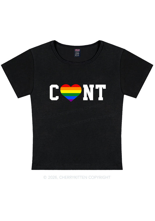 Rainbow Heart Cxxt Pride Y2K Baby Tee Cherrykitten