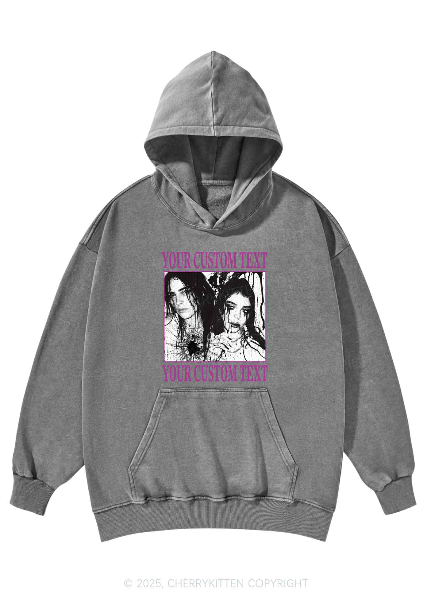 Custom Halloween Creepy Couple Y2K Washed Hoodie Cherrykitten