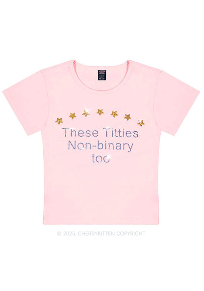 Rhinestone Txtties Nonbinary Too Y2K Baby Tee Cherrykitten
