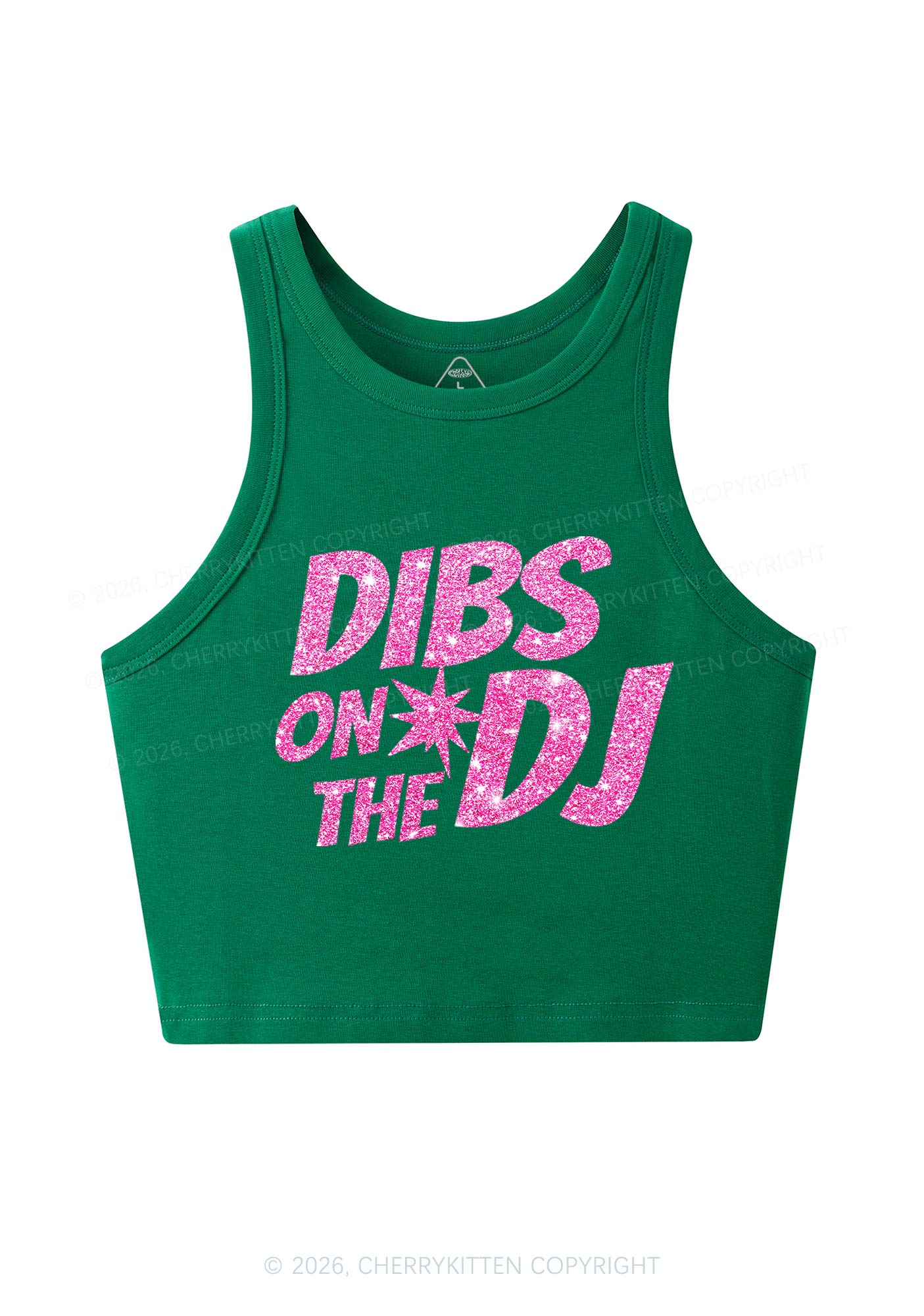 Glitter Dibs On The DJ Y2K Crop Tank Top Cherrykitten