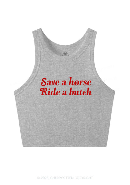Save Horse Ride Butch Y2K Crop Tank Top Cherrykitten