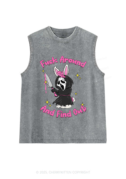 Halloween Fxxk Around Find Out Y2K Washed Muscle Tank Cherrykitten