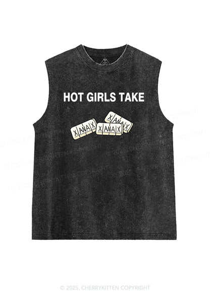 Hot Girls Take Xanax Y2K Washed Muscle Tank Cherrykitten