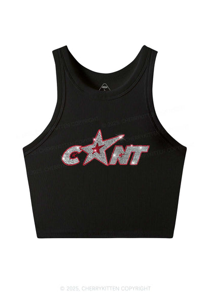 Rhinestone Star Cxxt Y2K Crop Tank Top Cherrykitten