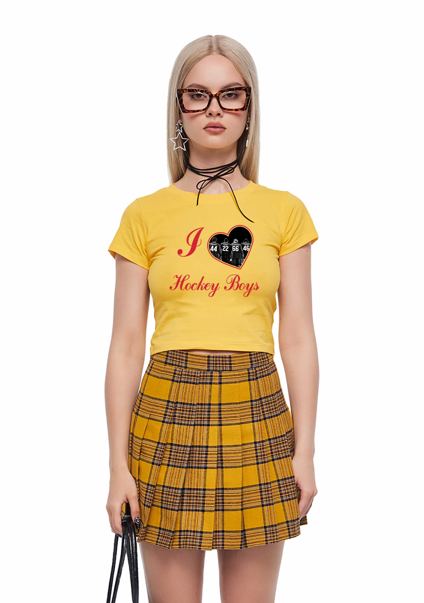 I Love Four Hockey Boys Y2K Baby Tee Cherrykitten