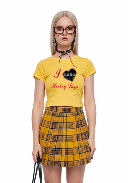 I Love Four Hockey Boys Y2K Baby Tee Cherrykitten