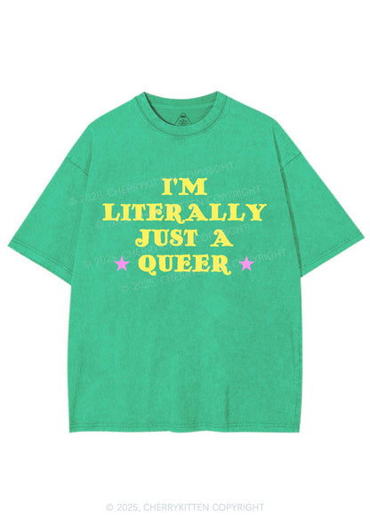 Just A Queer Pride Y2K Shirts Washed Tee Cherrykitten