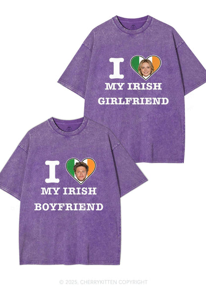 Custom My Irish BF GF Y2K Valentine's Day Washed Tee Cherrykitten