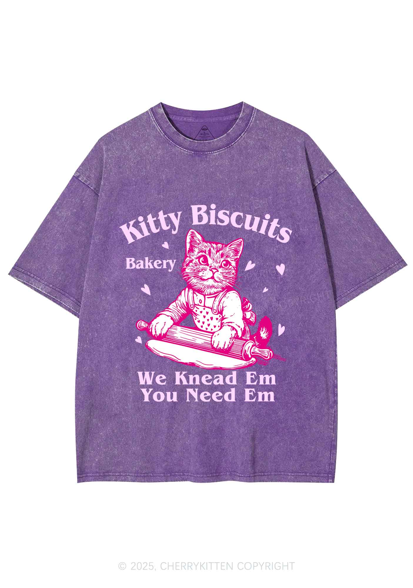 Kitten Biscuits Bakery Valentine's Day Y2K Shirts Washed Tee Cherrykitten