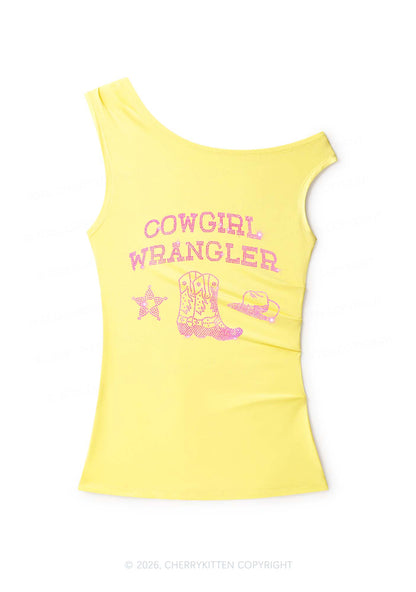 Rhinestone Cowgirl Wrangler Boots Pride Y2K Off Shoulder Tank Top Cherrykitten