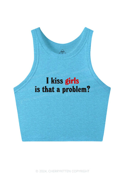 I Kiss Girls Y2K Crop Tank Top Cherrykitten