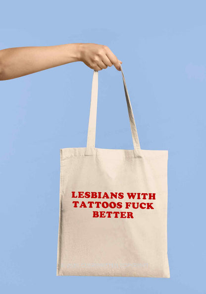 Lesbians With Tattoos Pride Y2K Canvas Tote Bag Cherrykitten
