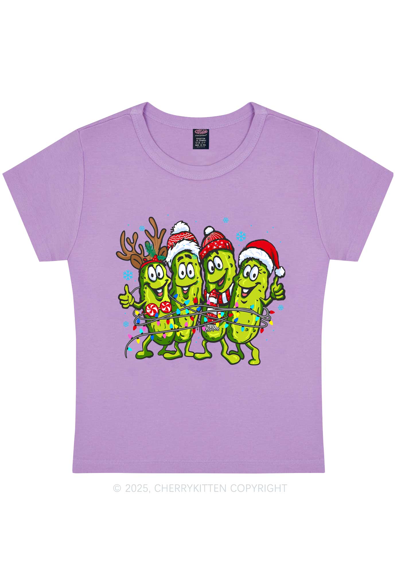 Christmas Cheerful Pickles Y2K Baby Tee Cherrykitten