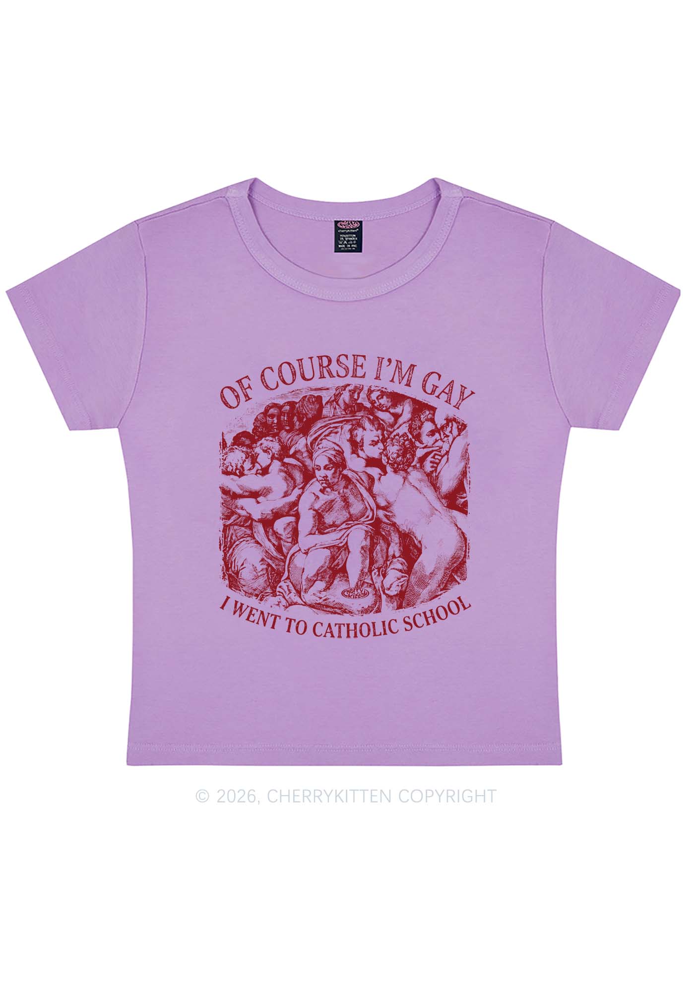 Of Course Im Gay l Pride Y2K Baby Tee Cherrykitten