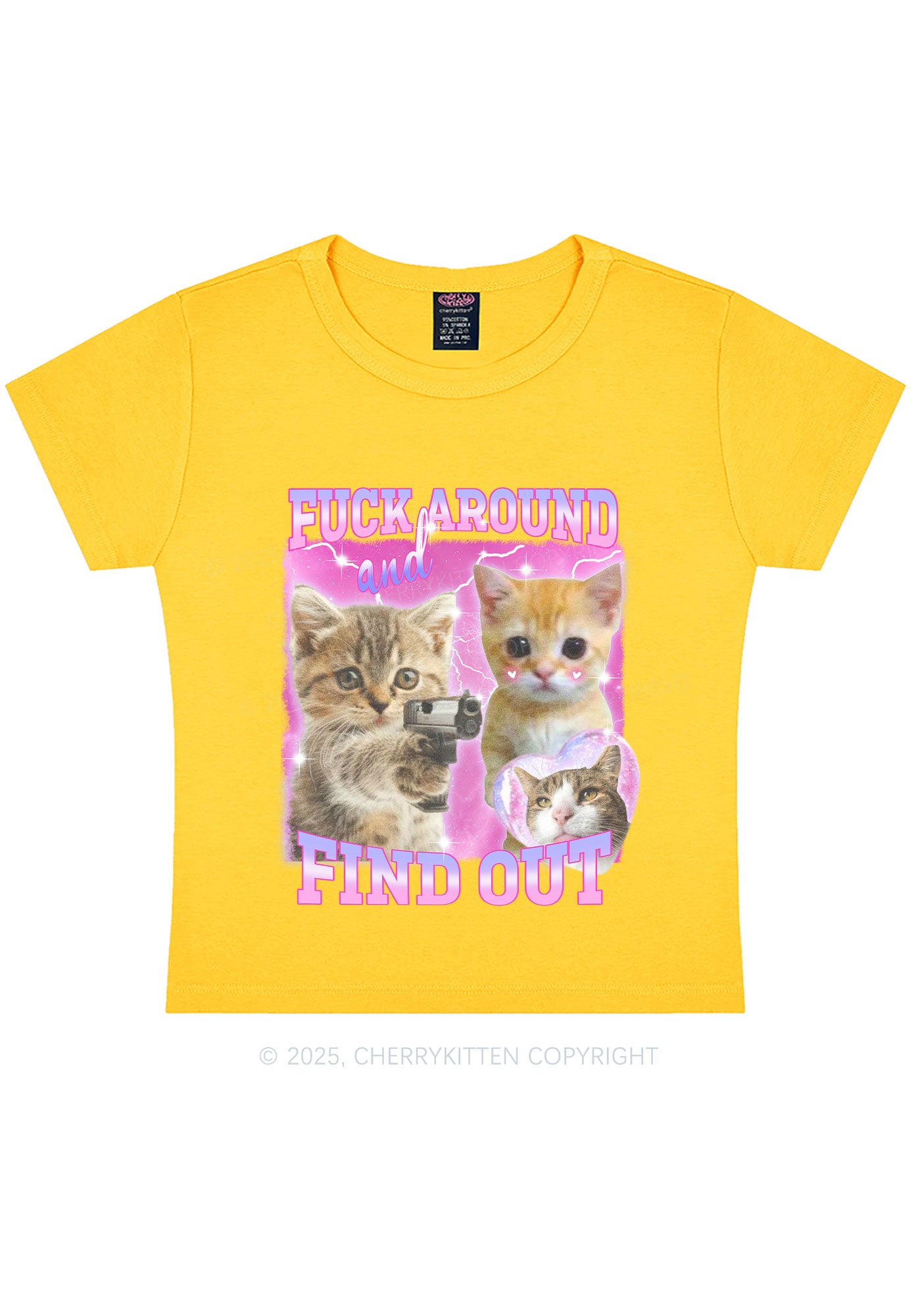 Fxxk Around Cats Y2K Baby Tee Cherrykitten