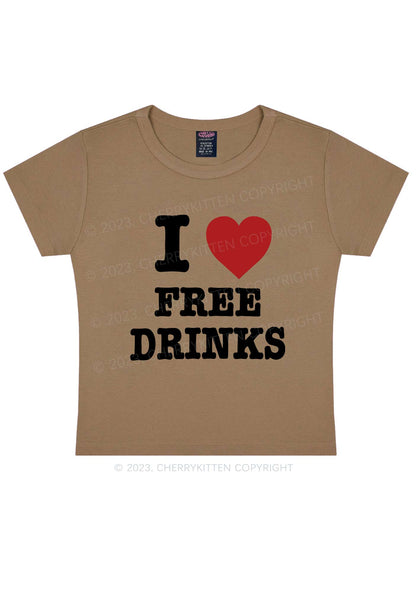 I Love Free Drinks Y2K Baby Tee