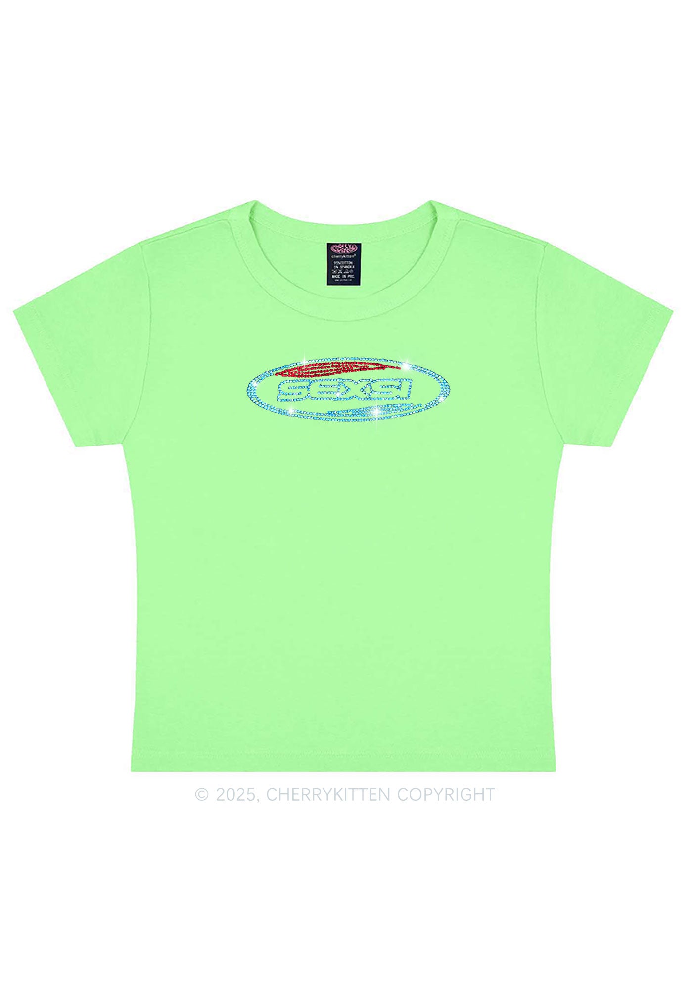 Rhinestone Sexsi Slogan Y2K Baby Tee Cherrykitten
