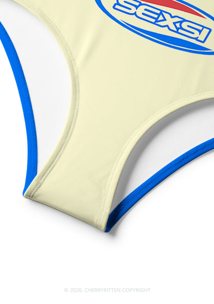 Pale Yellow Sexsi Y2K Print Bikini Set Cherrykitten