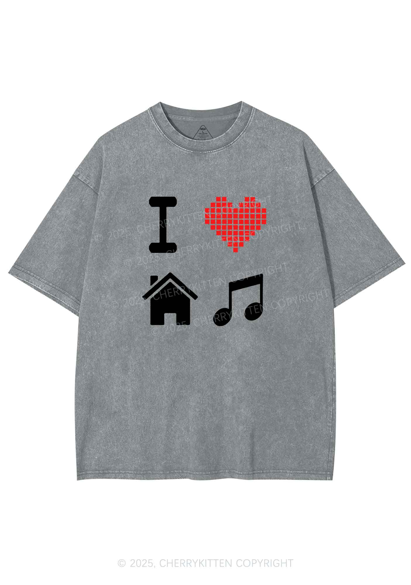 I Love House Music Y2K Shirts Washed Tee Cherrykitten