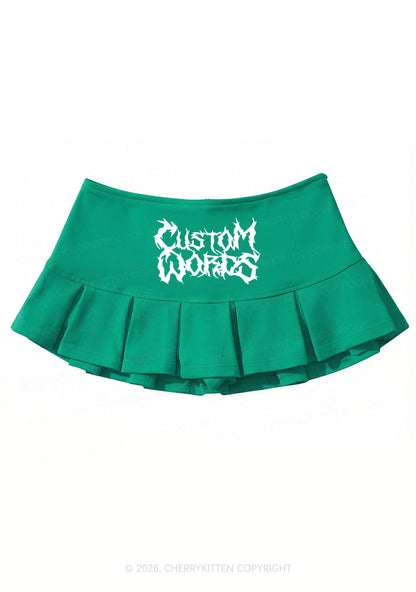 Custom Text Punk Font Y2K Mini Pleated Skirts Cherrykitten