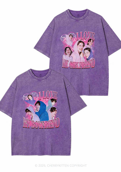 Custom Photos I Love GF BF Y2K Valentine's Day Washed Tee Cherrykitten