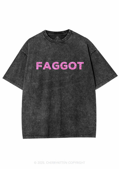 Glitter Faggot Pride Y2K Shirts Washed Tee Cherrykitten
