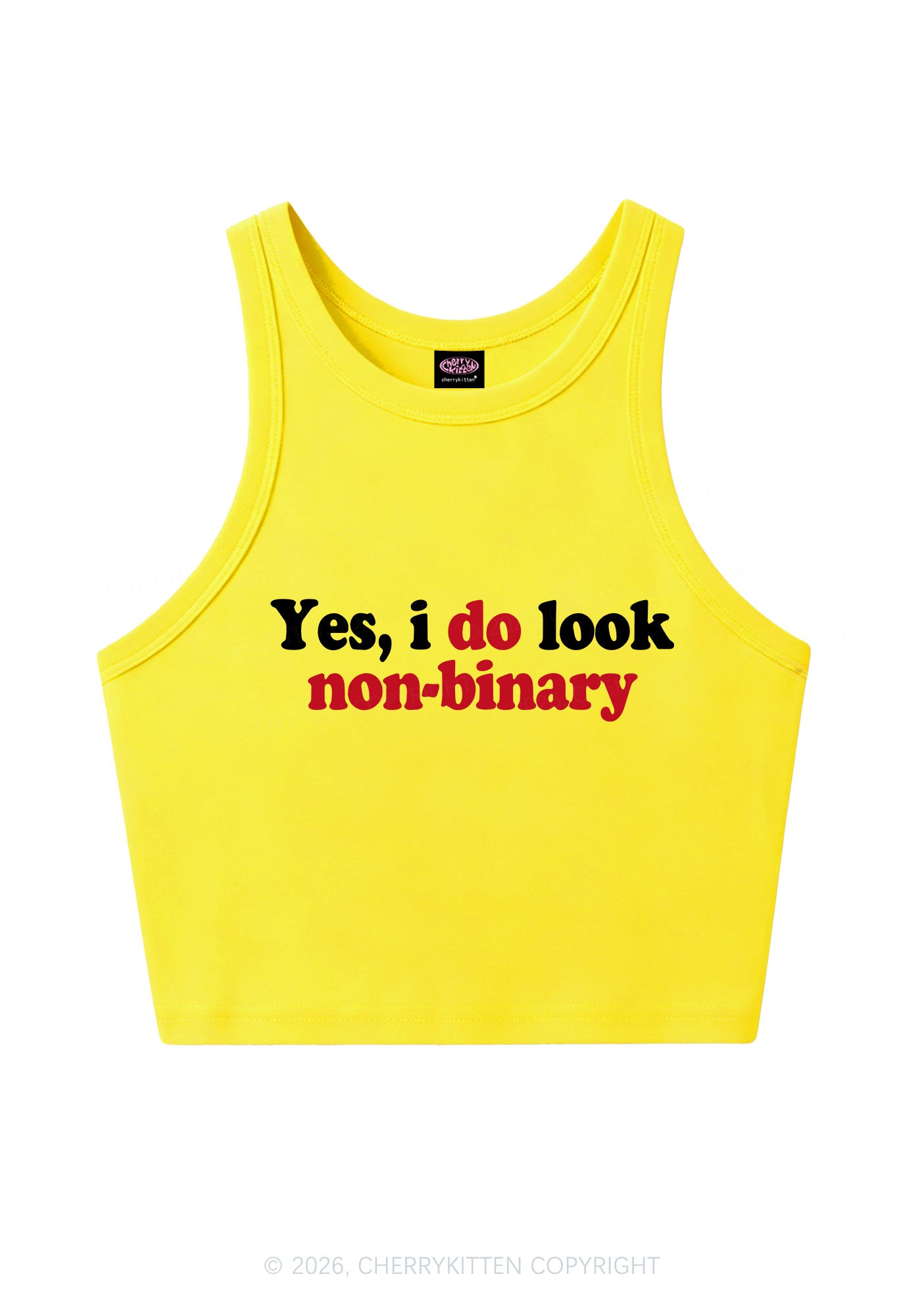 I Do Look Nonbinary Pride Y2K Crop Tank Top Cherrykitten