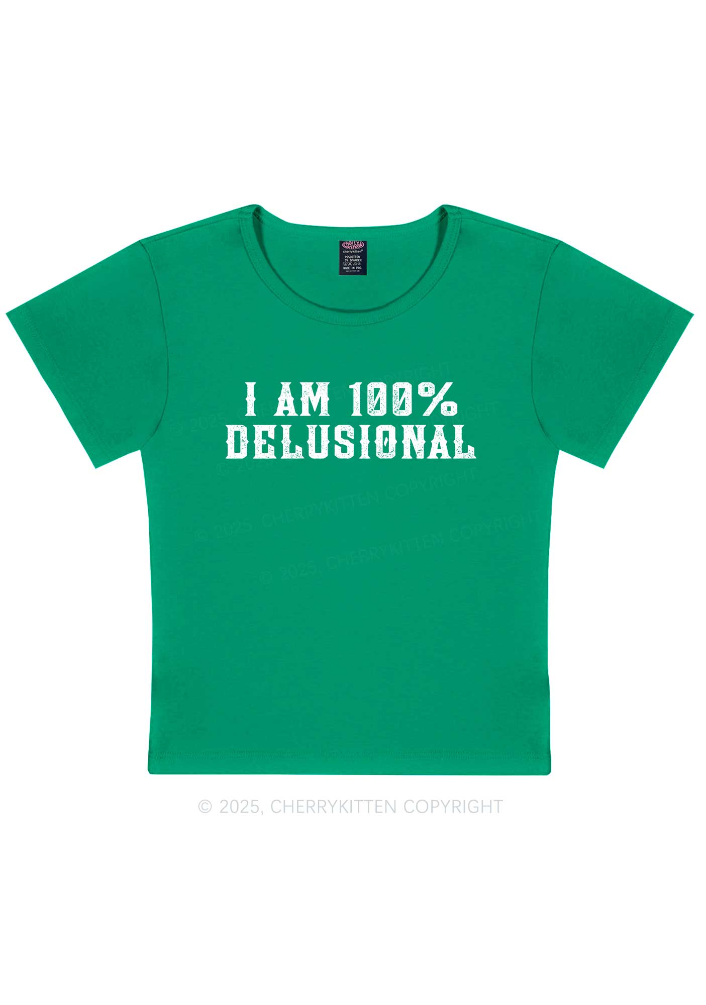 I Am Delusional Y2K Baby Tee Cherrykitten